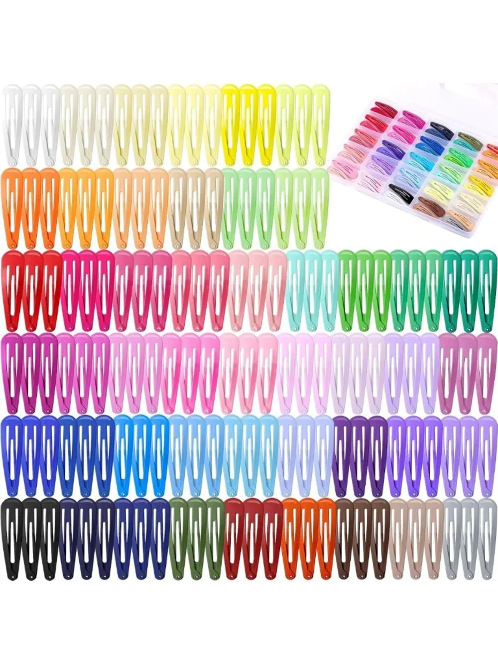 150pcs Colorful Snap Hair Clips for Girls - Fun Barrettes in 50 Vibrant Shades